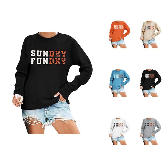 Sundey Fundey Football Sweatshirts for Women 2025 Long Sleeve Crewneck Football Season Sweatshirt Pullover Tops