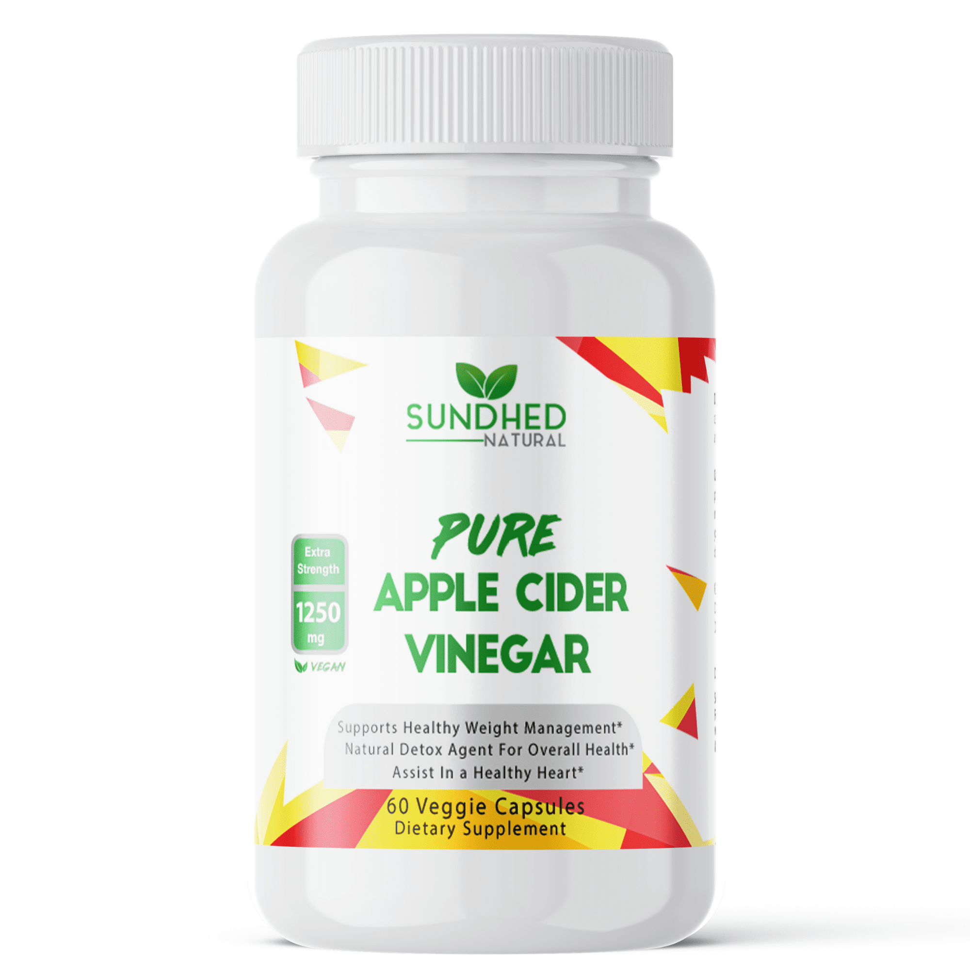 Sundhed Natural Pure Apple Cider Vinegar - 1250mg Natural Detox Cleanse, Appetite Suppressant & Bloating Relief, Supports Blood Sugar & Immune System, Assists Weight Loss and Digestion, Fat Burner