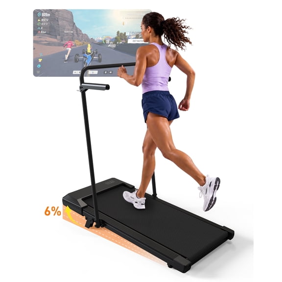 Sundorei treadmill Walking Pad with Handrail for Home Office, 6% Incline Under Desk Treadmill, 3 in 1 Portable Mini Treadmill for Walking, Remote Control, 2.5HP Quiet Motor, 300 lbs Capacity