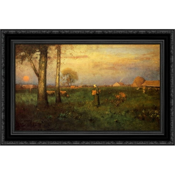 Sundown 24x18 Black Ornate Wood Framed Canvas Art by Inness, George
