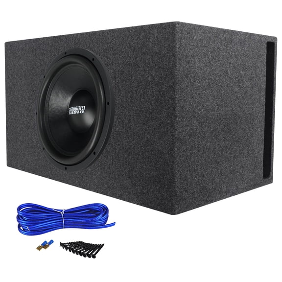 Sundown Audio E-15 V.4 D4 Bundle: 15 in 750W RMS DVC 4 Ohm Subwoofer, RGV15 Vented Enclosure, Install Kit, 3-items