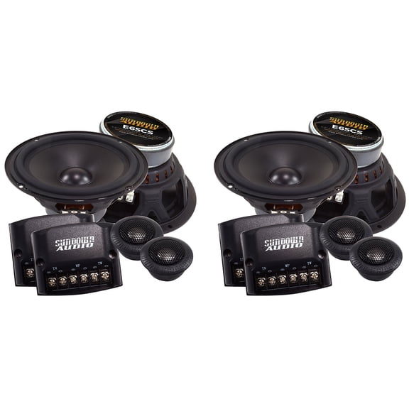 Sundown Audio E-6.5CS 100-Watt RMS 6.5 in Car Stereo Component Speakers, Titanium Dome Tweeter, Polypropylene Cone, Grilles Included, 2-Pair