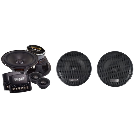Sundown Audio E-6.5CS Bundle: 6.5 in 100-Watt RMS Component Car Speakers, E-6.5CX 6.5 in 60-Watt RMS Coaxial Stereo Drivers, Titanium Tweeters, Polypropylene Cone