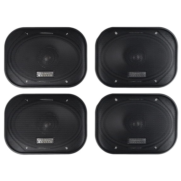 Sundown Audio E-68CX 6x8 in 90-Watt RMS Coaxial Car Stereo Speakers, Titanium Dome Tweeter, Polypropylene Cone, UV-Resistant Rubber Surround, Grilles Included, 4-Piece