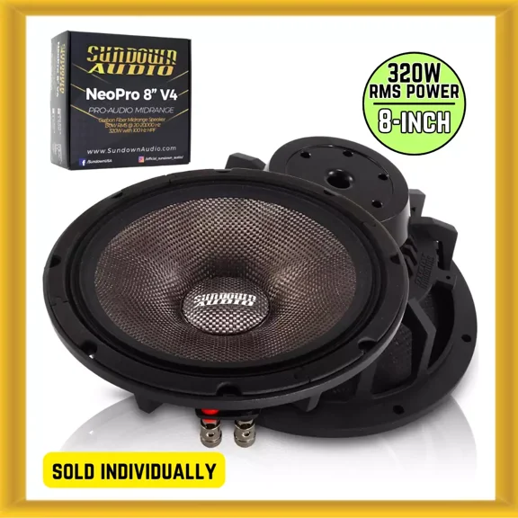 Sundown Audio S-NEOPROV484 8" 320W RMS Power 4 Ohms Mid-range Car Speaker