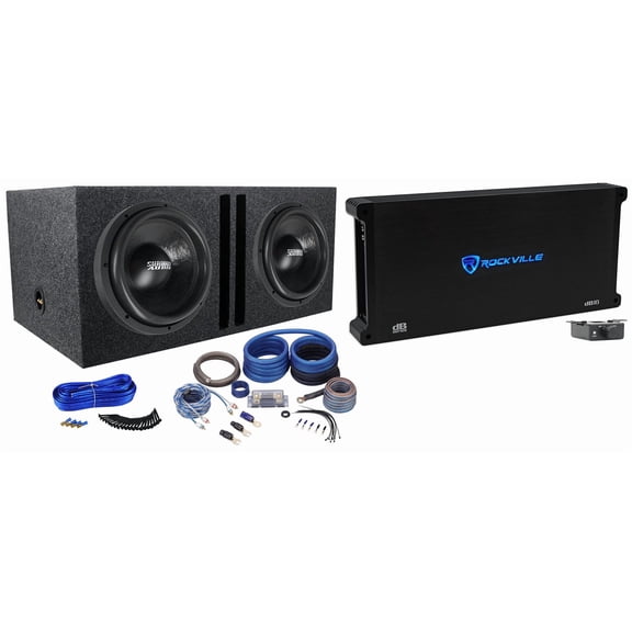 Sundown Audio SA-12 D2 Classic Bundle: (2) 12 in Subwoofers, 2000W RMS Mono Amplifier, 0 AWG OFC Amp Kit, Vented Box, 6-items