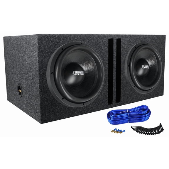 Sundown Audio SA-12 D4 Classic Bundle: (2) 12 in 1000W RMS DVC 4 Ohm Subwoofers, RDVB12 Vented Box, Install Kit, 4-items