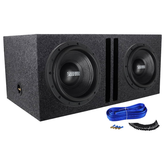 Sundown Audio SA-12 V.2 D2 Bundle: (2) 12" 1250W RMS Subwoofers, RDVB12 Vented Enclosure, Install Kit, 4-items