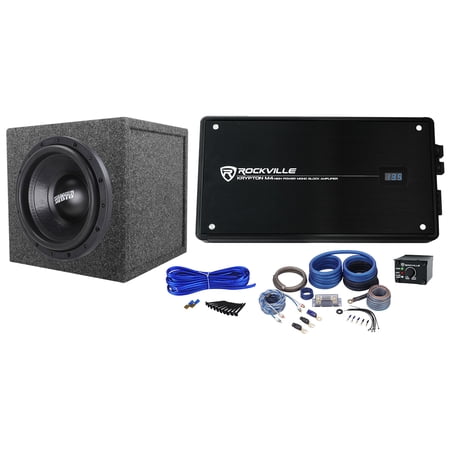Sundown Audio SA-12 V.3 D2 Bundle: 12 in 1500W RMS DVC 2 Ohm Car Subwoofer, Krypton M4 Mono Amp, RS12 Sealed Box, RWK0CU Wiring Kit, Enclosure Installation Kit, 5-items