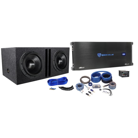 Sundown Audio SA-12 V.3 D4 Bundle: (2) 12 Inch Subwoofers, dBcomp4 Mono Amplifier, RWK0CU Wire Kit, RDVB12 Vented Box, 5-items