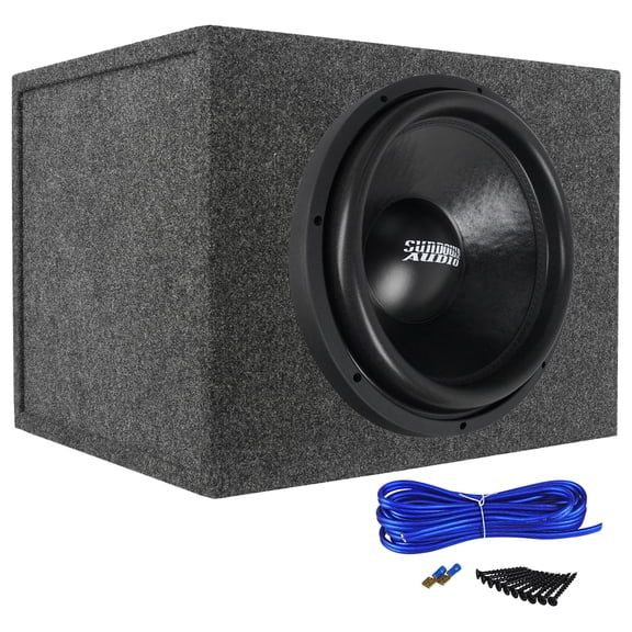 Sundown Audio SA-15 D2 Classic Bundle: 15 in 1000W RMS DVC 2 Ohm Car Audio Subwoofer, RSQ15 Sealed Box, Enclosure Install Kit, 3-items