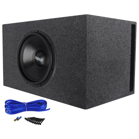 Sundown Audio SA-15 V.3 D2 Bundle: 15 in 1500W RMS DVC 2 Ohm Car Audio Subwoofer, RGV15 Vented Box, Enclosure Install Kit, 3-items