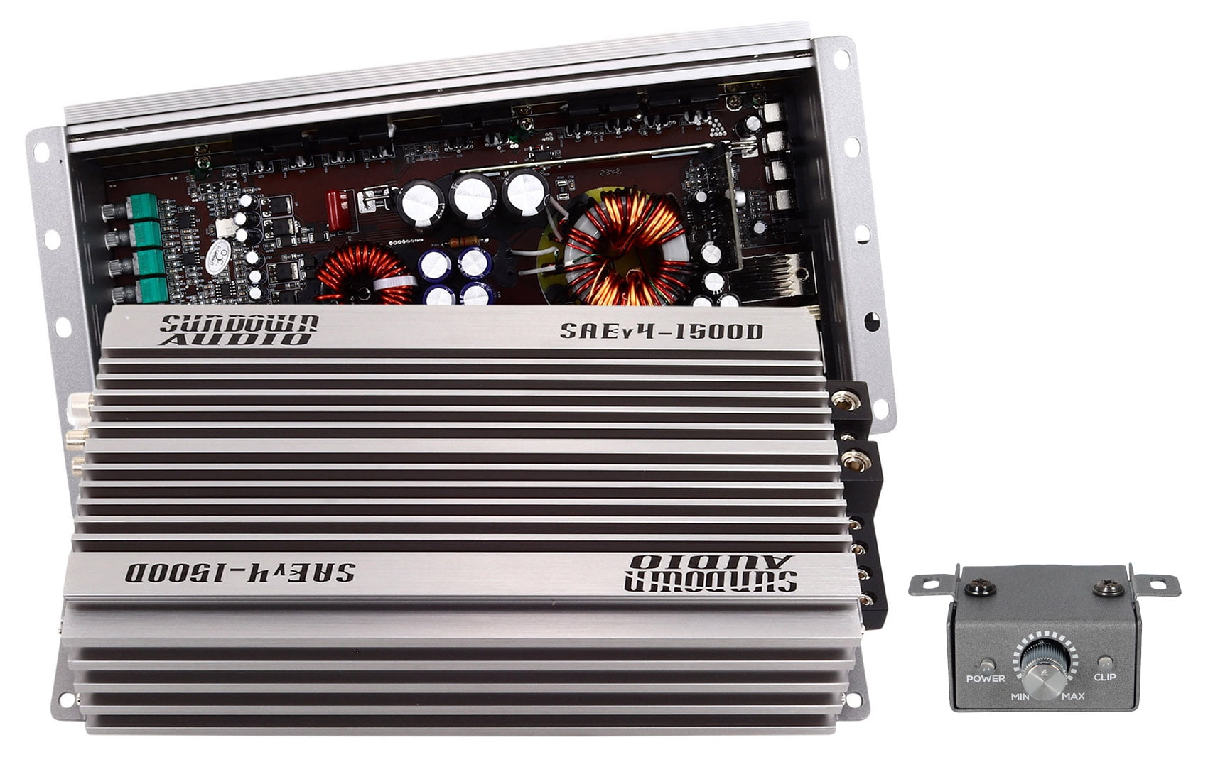 Sundown Audio SAEv4-1500D Monoblock Class D Car Amplifier with Wired Remote Control and Variable Phase Shift Black