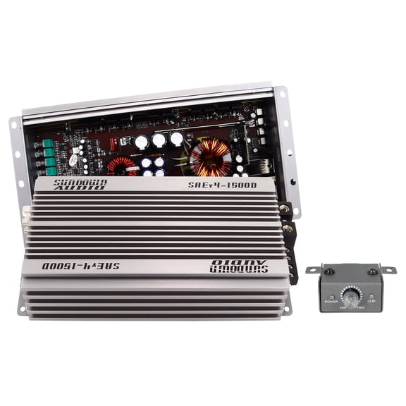 Sundown Audio SAEv4-1500D Monoblock Class D Car Amplifier with Wired Remote Control and Variable Phase Shift Black