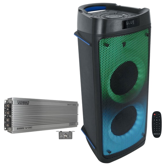 Sundown Audio SAEv4-5000D Bundle: 5000w RMS Mono Amplifier 1 Ohm SAEv4-5000.1D, Rockville Bass Party 65 Bluetooth Speaker, 2-items