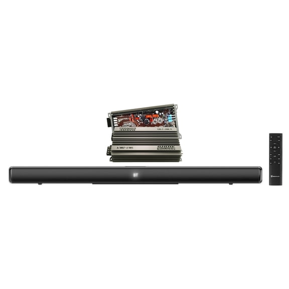 Sundown Audio SALT-200.4 Bundle: 4 Channel 800w RMS Car Amplifier Class D Full Range, Rockville ONE-BAR 36 Inch 2.1 Bluetooth Soundbar with Built-in Subwoofer, 2-items