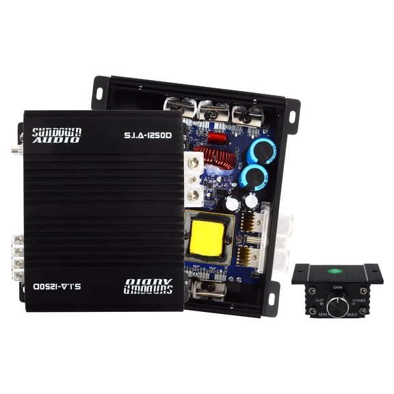 Sundown Audio SIA-1250D 1250 Watt RMS Full Range Mono Car Amplifier, 1 Ohm and 2 Ohm Stable with Smart Cooling and Remote