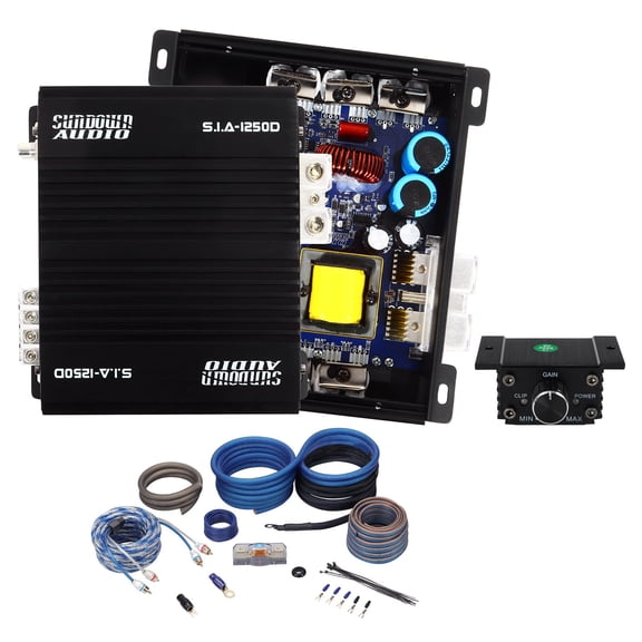 Sundown Audio SIA-1250D Mono Amplifier 1250 Watt RMS @ 1 or 2 Ohm+Amp Wire Kit