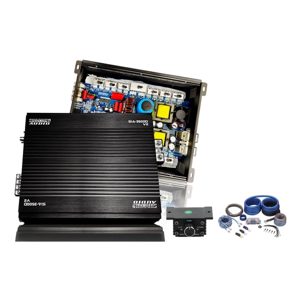Sundown Audio SIA-3500D V2 Bundle: 3500w RMS Mono Smart Amplifier 1 Ohm Full Bridge Car Amp, Rockville RWK0CU 0 AWG OFC Copper Wiring Kit, 2-items