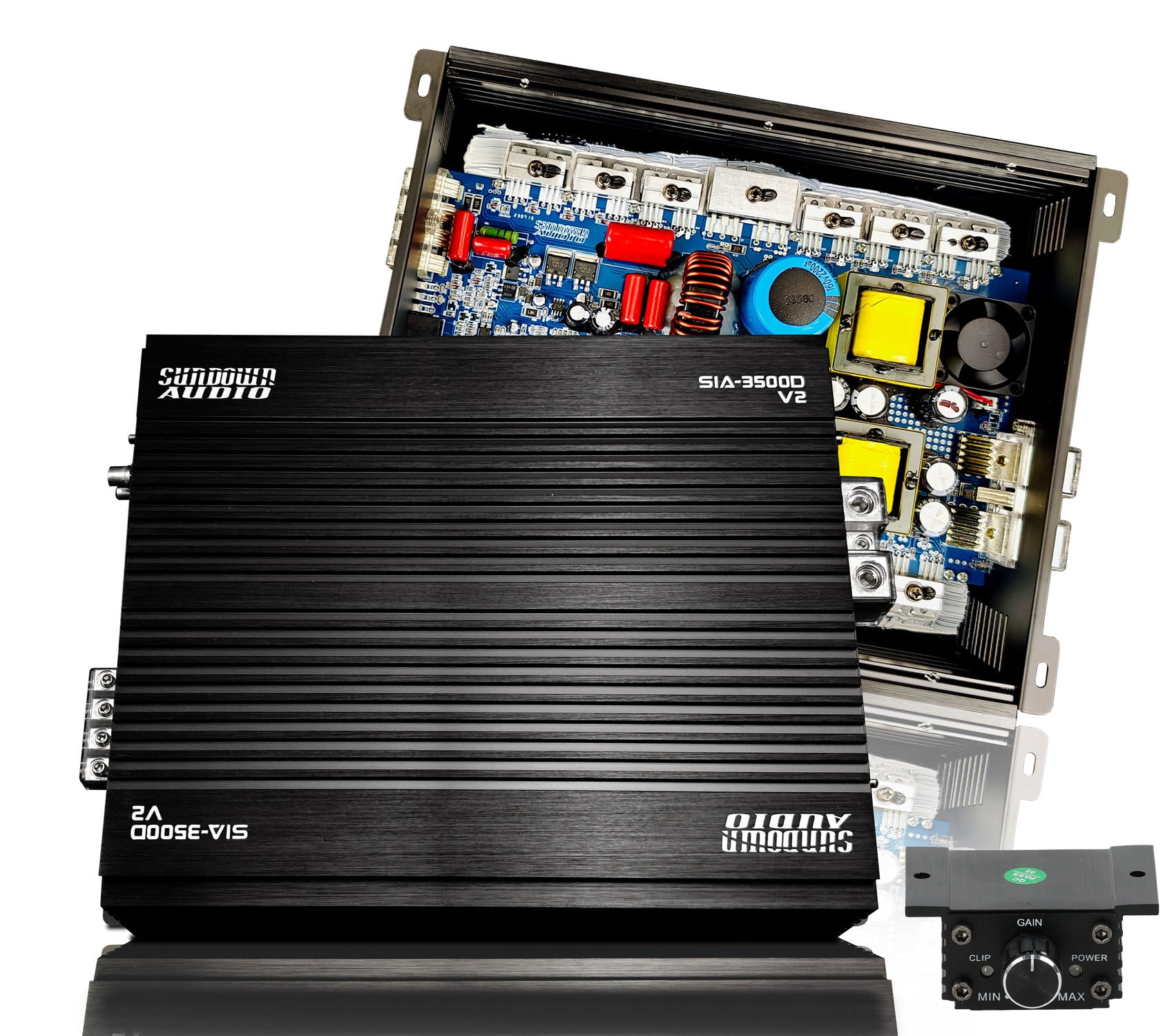 Sundown Audio SIA-3500D V2 Mono Full Range Smart Car Amplifier 3500 Watts RMS at 1 Ohm with Intelligent Bridge Design Black