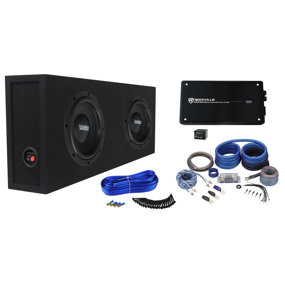 Sundown Audio SML-10 D4 Bundle: (2) 10" Shallow Subwoofers, Krypton M4 Mono Amp, Wiring Kit, Sealed Box, Install Kit, 6-items