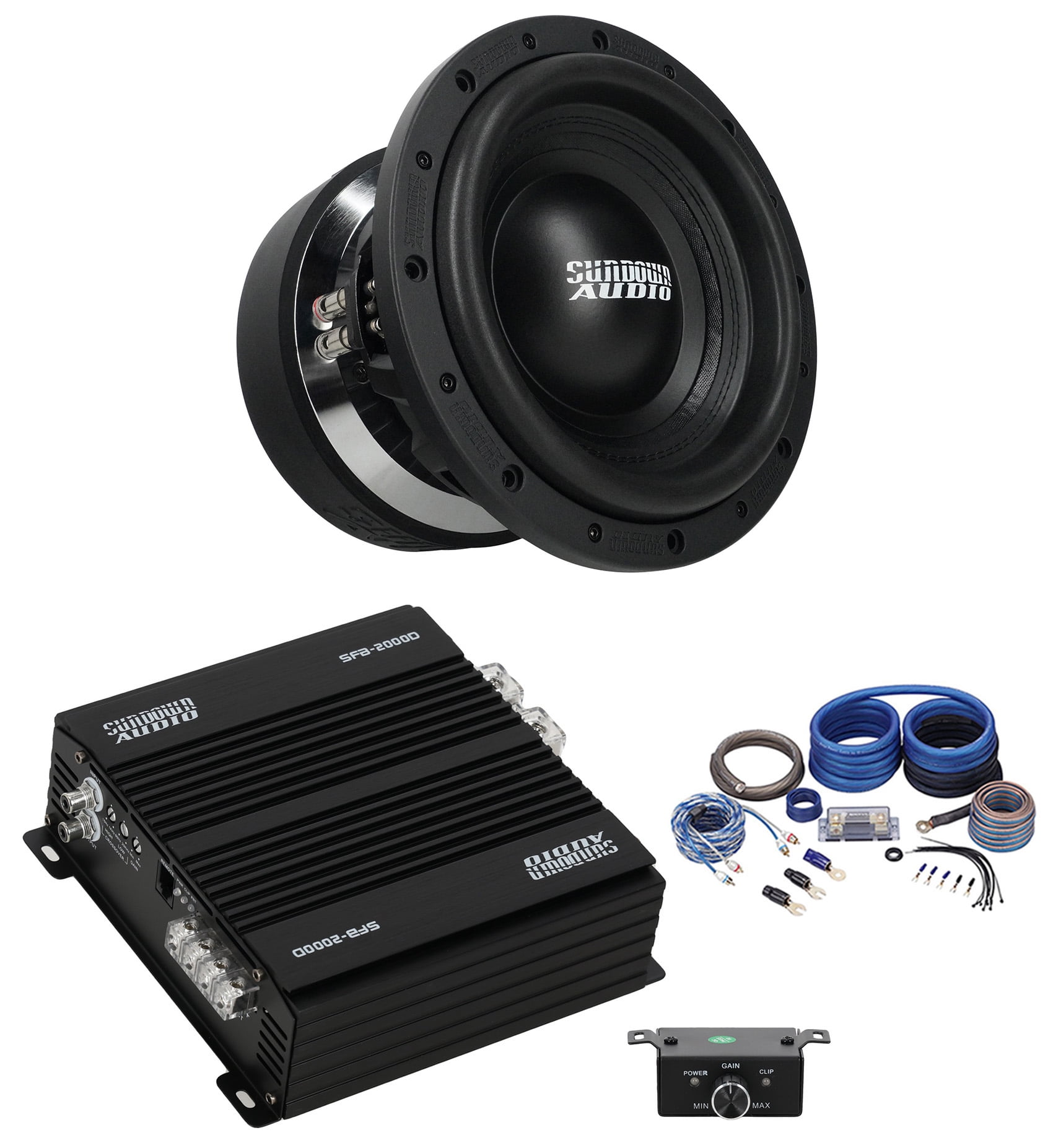 Sundown Audio U-10 V.2 D2 Bundle: 10 in 2000W RMS DVC 2-Ohm Car ...