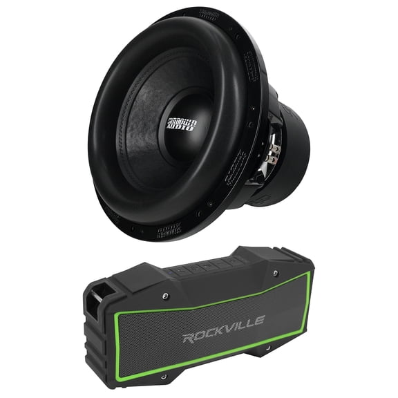 Sundown Audio ZV6-15 D1 Bundle: 15 Inch 3250w RMS Car Subwoofer DVC 1 Ohm, Rockville ROCK EVERYWHERE Bluetooth Speaker, 2-items