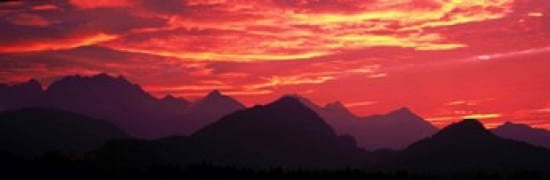Sundown Austrian Mts South Bavaria Germany Canvas Art - Panoramic Images (18 x 6)