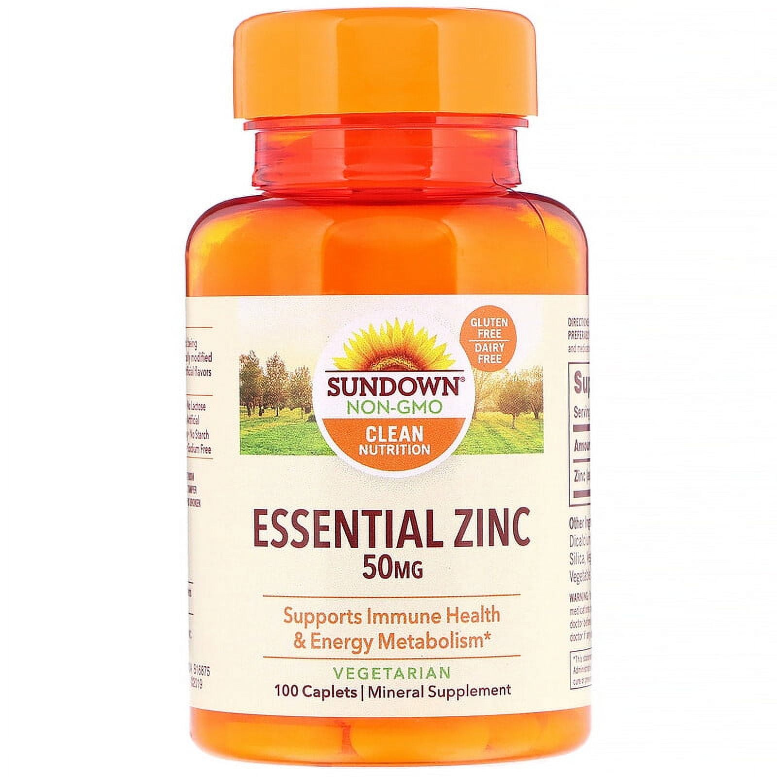Sundown Clean Nutrition Essential Zinc 50 mg Vegetarian Caplets, 100 Ea