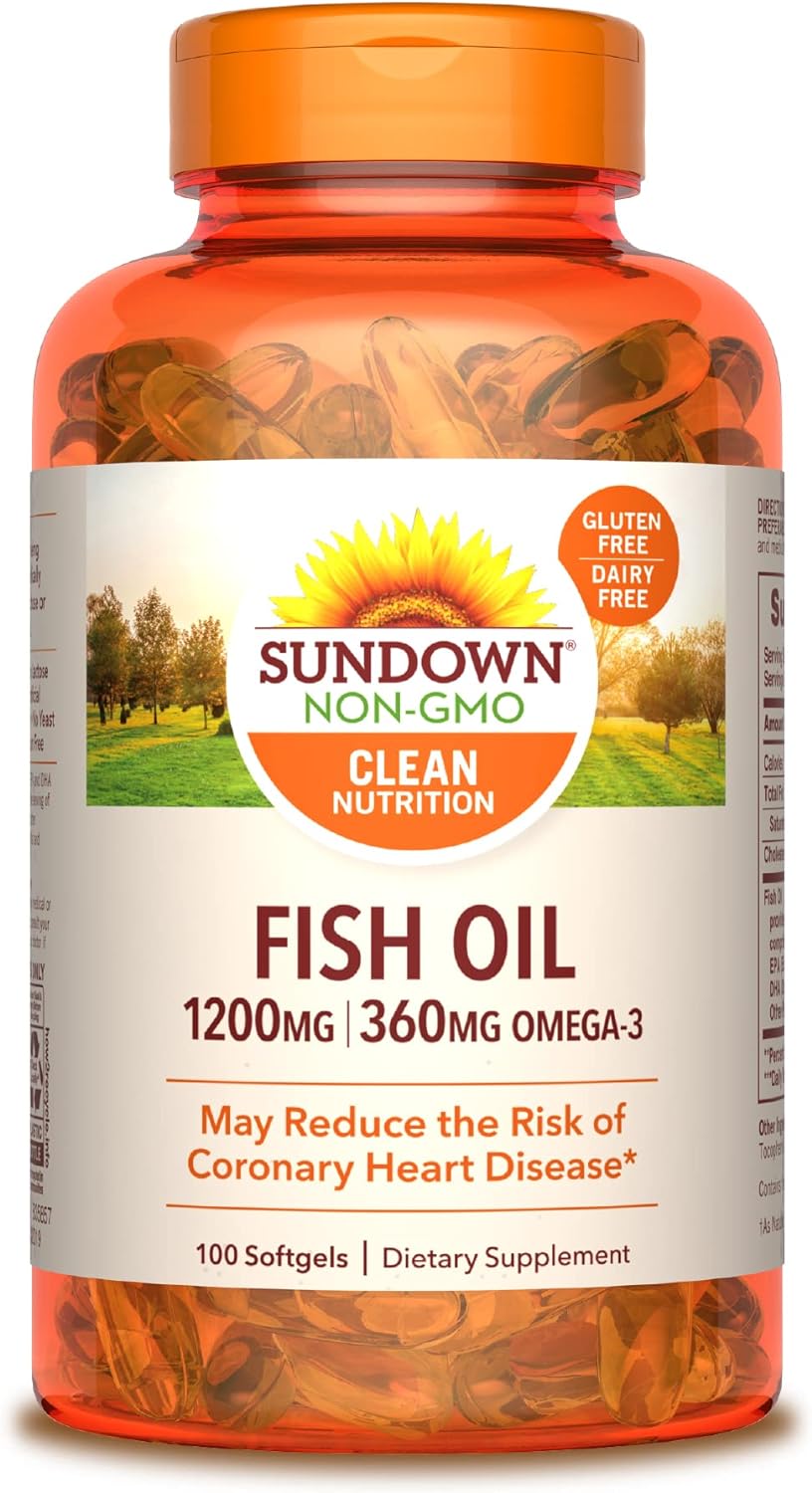 Sundown Fish Oil 1200 mg, Omega3 Dietary Supplement, Supports Heart