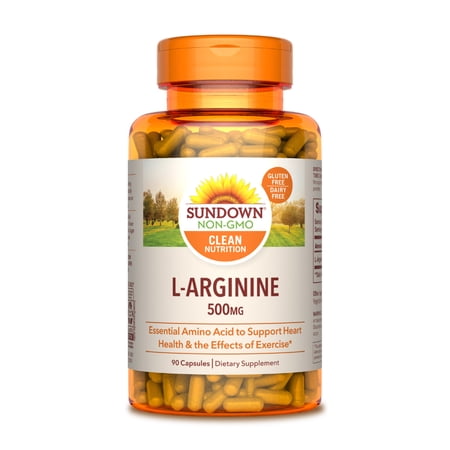 Sundown L-Arginine Supplements, 500 mg Capsules, Unflavored 90 Count