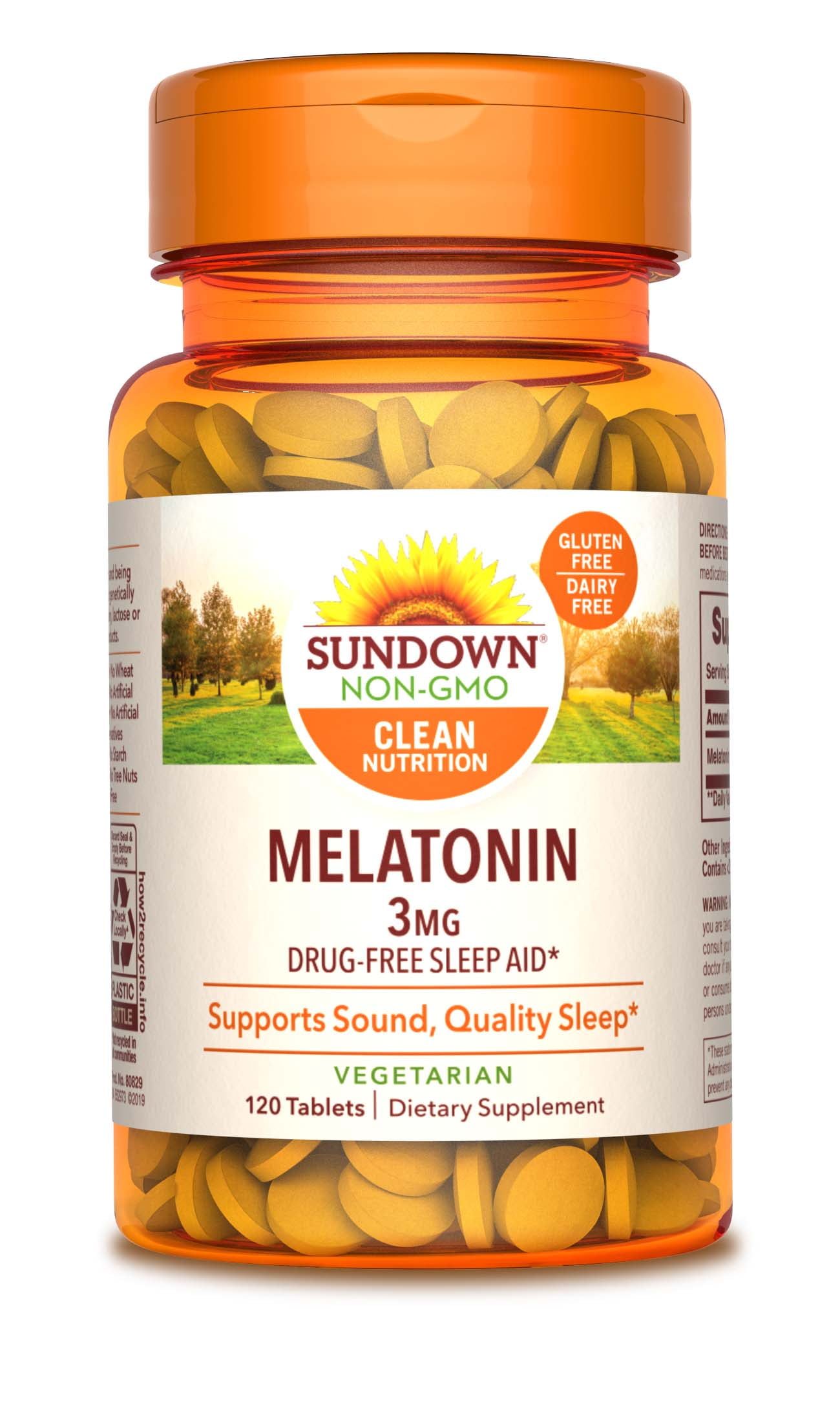 Sundown Melatonin Supplement Tablets, 3 mg, 120 count