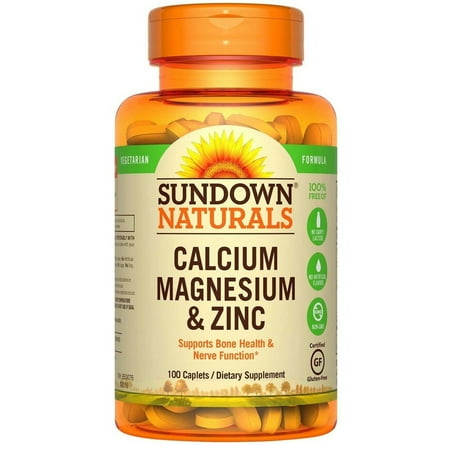 Sundown Naturals Calcium Magnesium and Zinc High Potency 100 Caplets Each