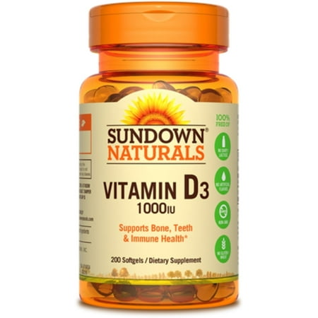 Sundown Naturals High Potency D3 Vitamin D 1000 IU Softgels 200 ea (Pack of 4)