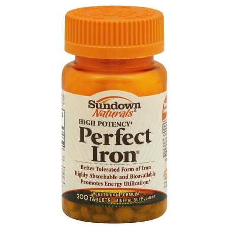 Sundown Naturals High Potency Perfect Iron Mineral Supplement Tablets, 200 count