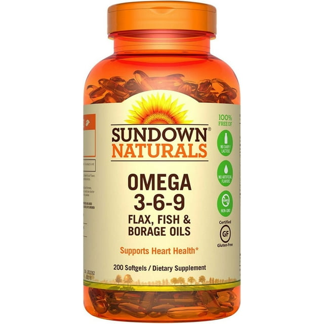 Sundown Naturals Omega 369 Flax, Fish & Borage Oils Softgels, 200 Ct