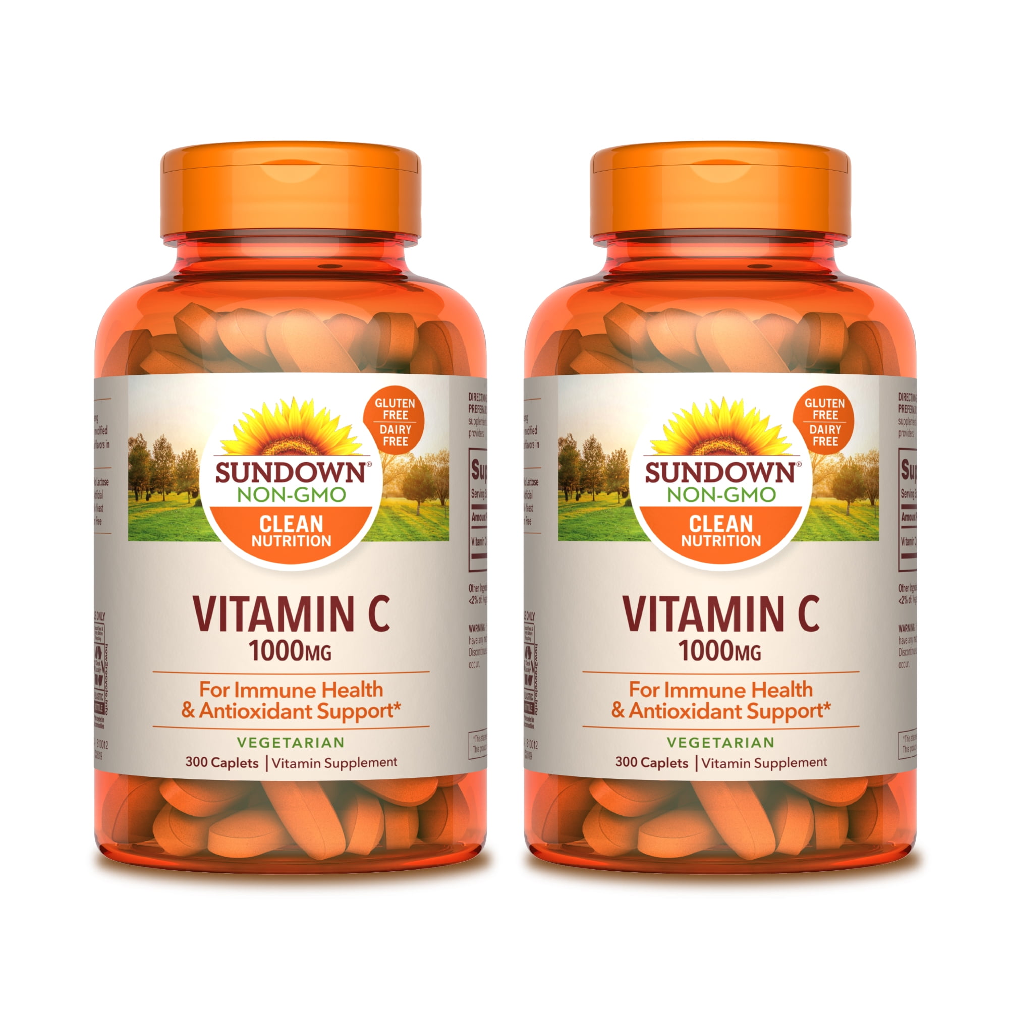 Sundown Vitamin C 1000mg for Immune Support and Antioxidant Health, 300 Caplets (Value Pack of 2)