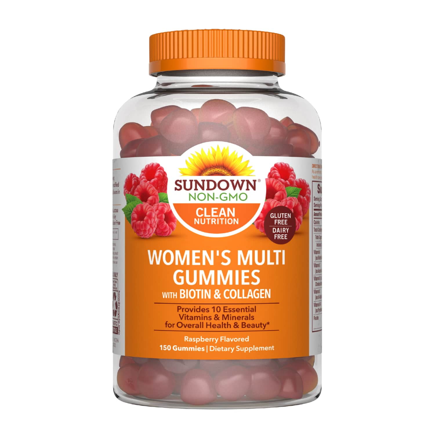 Sundown Womens Multivitamin Gummies, With Biotin and Collagen, Raspberry Flavor, 150 Count (Packaging May Vary)