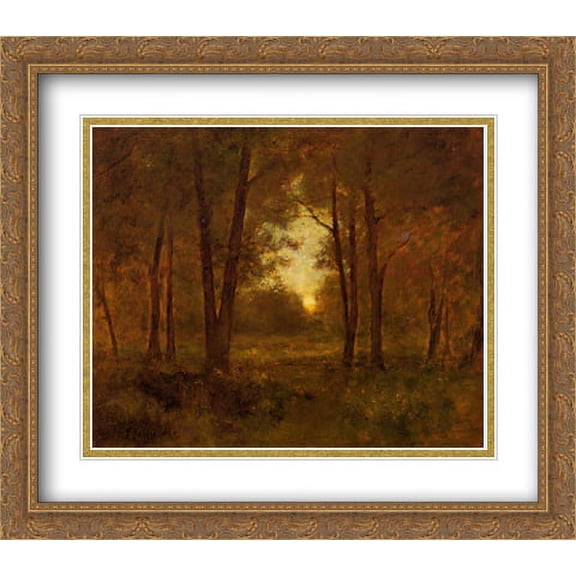 Sundown near Montclair 2x Matted 32x28 Large Gold Ornate Framed Art Print by Inness, George