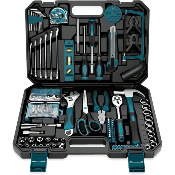 Sundpey Home Tool Kit 257-PCs - Household Basic Repair Tool Set for Men Women - General Hand Mechanic's Tool Set Screwdriver Set Wrench Set Socket Portable Tool Box Storage Case Blue