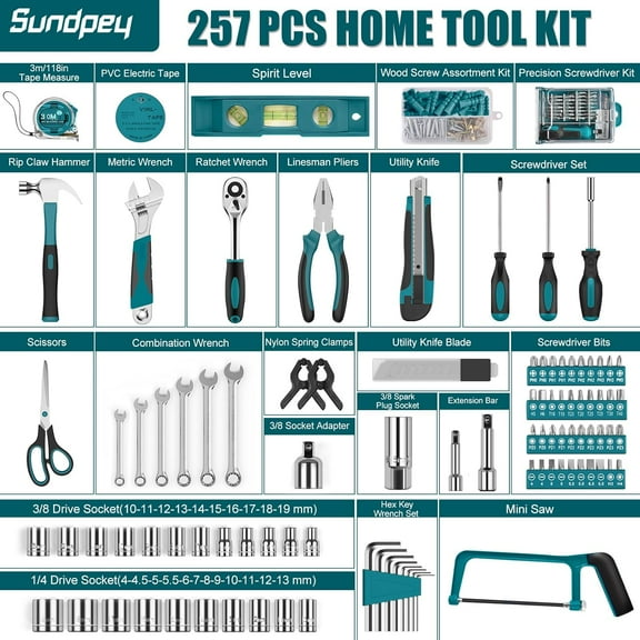 Sundpey Home Tool Kit 257PCS - Blue