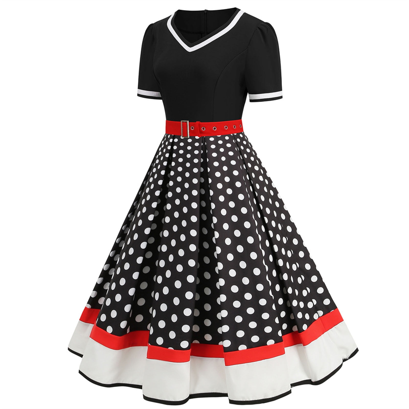 Sundresses For Women, Women Casual Polka Dot Short Sleeve 1950s
