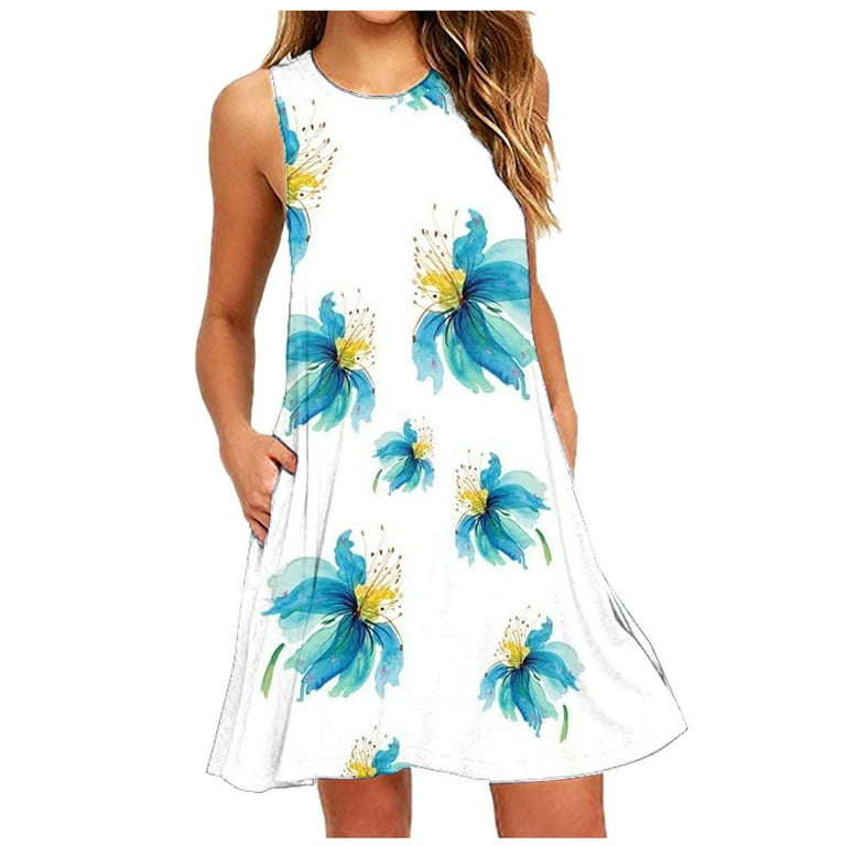Sundresses for Women 2023 Summer Dresses Beach Floral Tshirt