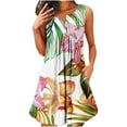thumbnail image 1 of Sundresses for Women 2025 Baggy Boho Floral Printed Mini Beach Dress Henley Neck Sleeveless Dresses A-Line Mini Tank Dresses Light Breathable T Shirt Dress Beach Vacation Sundress, 1 of 4