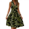 thumbnail image 1 of Sundresses For Women 2025, Casual V Neck Sleeveless Floral Tunic Tank Wedding Guest Dress Cocktail Beach Vacation Plus Size Dressy Tops Formal Dress Golf Petite Dresses Maxi (XXL, Dark Green) ZMTing, 1 of 5