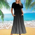 thumbnail image 1 of Sundresses for Women 2025,Women's Summer Casual Short Sleeve Crewneck Dress Casual Flowy Tiered Maxi Beach Dress With Pockets Gradient Print Dress,Relaxed & Elegant for Beach Days, 1 of 8