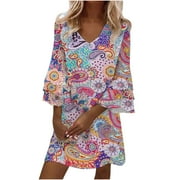 FFYUMNY Sundresses for Women Boho Dress Autumn Sleeveless Casual Crew Neck Dresses Solid Color Dress Juniors Sundress Plus Size T-Shirt Dresses Women Sleeveless Casual Sun Dress Sexy V Neck