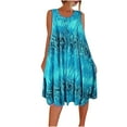 thumbnail image 1 of Sundresses for Women Fashion Vintage Printed Summer Round Neck Sleeveless Midi Dresses Casual Loose Plus Size Dress Vacation Beach Dress Light Blue XL, 1 of 6