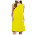 thumbnail image 1 of Sundresses for Women Trendy in Clearance Women Summer Casual Dress Sleeveless Crew Sundress a Line Flowy Tshirt Beach Sundresses Vacation Outfits Women's Dresses Summer New Yellow S, 1 of 1