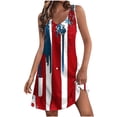 thumbnail image 1 of Sundresses for Women 1776-2026 250 Anniversary USA Flag Print V Neck Mini Tank Dress Beach Dress with Pocket, 1 of 4